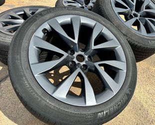 4 USED OEM 20" TESLA MODEL X CYBERSTREAM RIMS WHEELS STAGGERED (TIRES BALD)