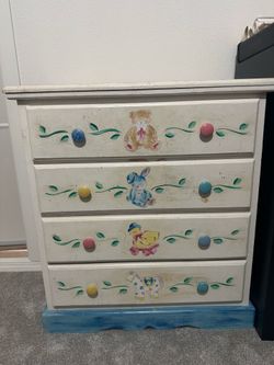Vintage Child's Dresser - Hand-Painted Wood 4-Drawer