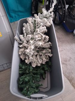 Christmas trees ( 2 ) 1 is white 1 is green .