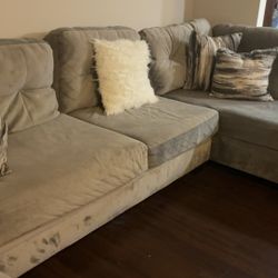 Gray Sectional With Matching Swivel Chair 