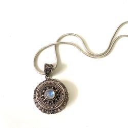 Sterling Silver Moonstone Locket Pendant 