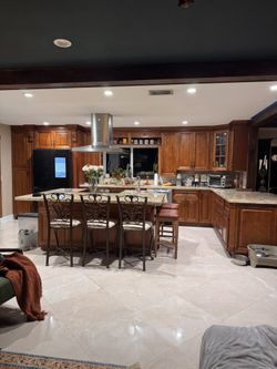 Upper Kitchen Wood Cabinets And Crown Molding