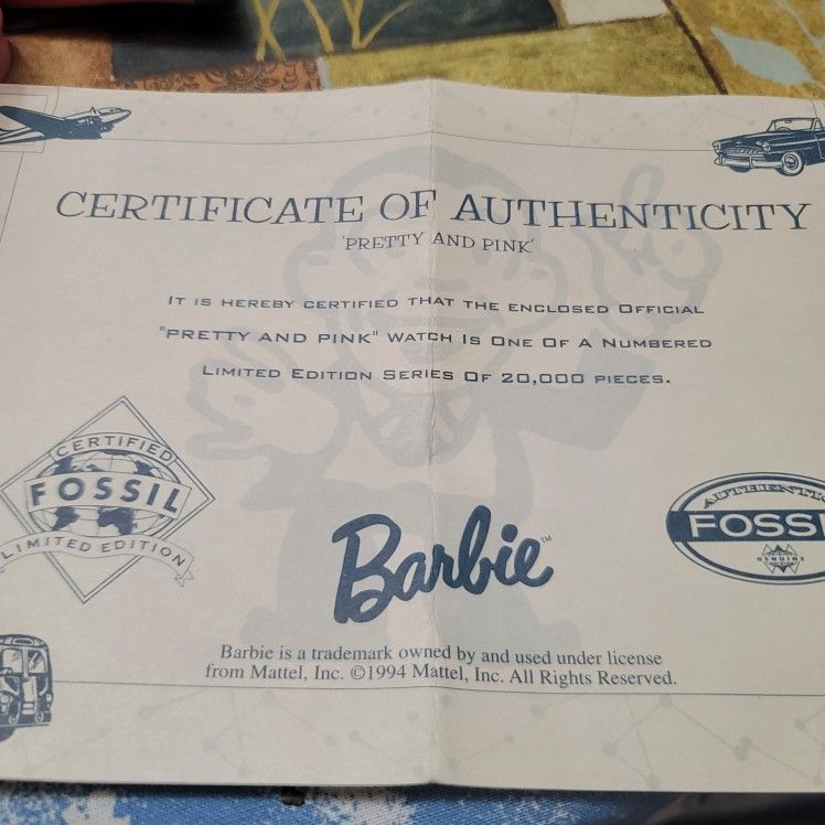 Fossil Barbie Collecter Watch And Small U,