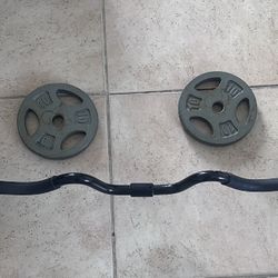 EZ Curl Bar And 10LB Plates