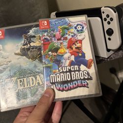 Nintendo Switch OLED White Joycons Controllers Mario