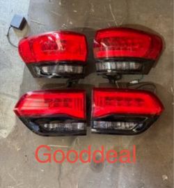 FITS 2014-2019  JEEP GRAND CHEROKEE TAIL LIGHTS taillight lamp C-BAR LED RED BLACK TRIM