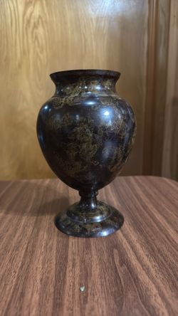 Mottled Bronze & Brass Footed Vase