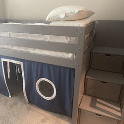 Twin Size Bed With Stairway & Drawers 