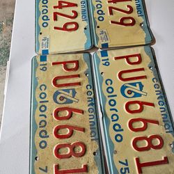 Vintage / antique 4 matching pair Colorado Centennial 1976 license plates