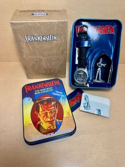 Vintage FOSSIL Frankenstein LI1285 Watch Box Set Tin Figure Universal Monster Limited Edition 1995