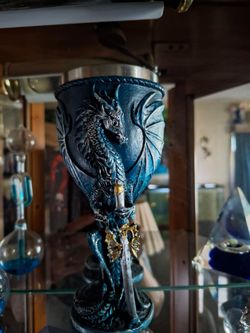 Stainless steel and resin Dragon wine goblet