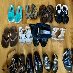 16 Pairs Woman’s Shoes Sizes 5, 6 And 7