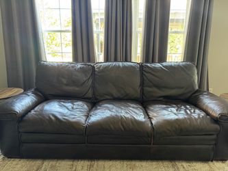 Dark Brown Leather 3-Seat Sofa