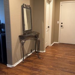 Glass Console Table And Matching Mirror 