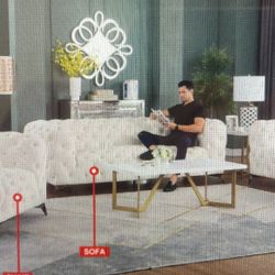 Modern Style Soft White Microfiber Three Piece Couch Set 