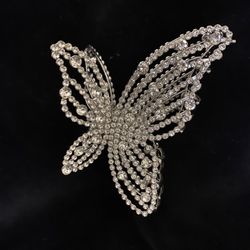 NEW Beautiful Silver Jewel Butterfly Hair Clip