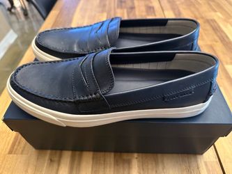 Cole Haan Navy Blue Leather Penny Loafers, 11M