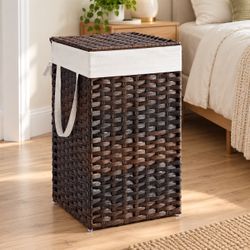 Dark Brown Laundry Hamper with Lid – 65L