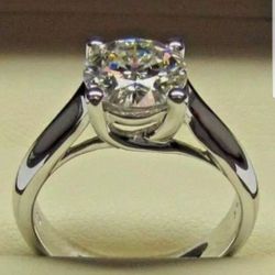 7mm (1.5 CT) Solitaire Moissanite 4Prong Antique Engagement Ring 14K Real White Gold Over