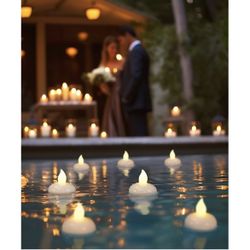 Homemory 48 Pack Waterproof Flameless Floating Tealights, Battery Flickering LED Tea Lights Candles 