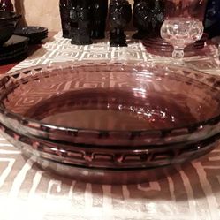 2 Vintage Pyrex Purple /Cranberry Glass Pie Dish