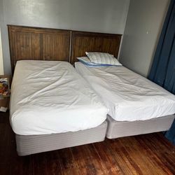 2 Twin Size Bed With Back Board And Frame