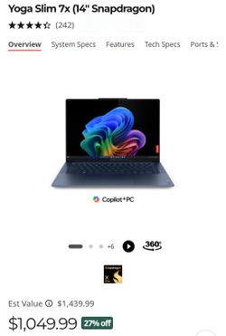 Yoga Slim 7x 14" Snapdragon Copilot+PC Laptop