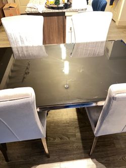 Black and grey glass table
