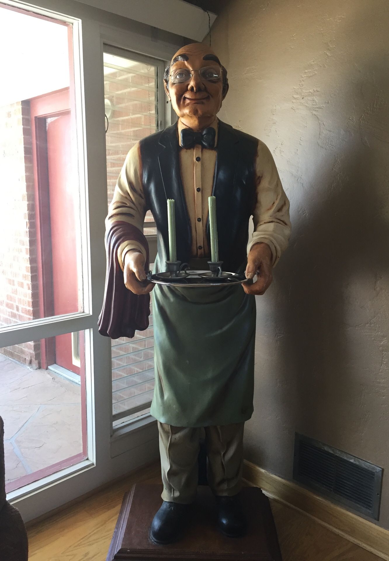 Antique Old Man Waiter Statue