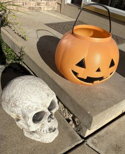 Halloween Skeleton And Pumpkin