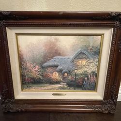 Thomas Kinkade “Heather‘s Hutch Sugar And Spice Cottage 1” Wood Framed Print