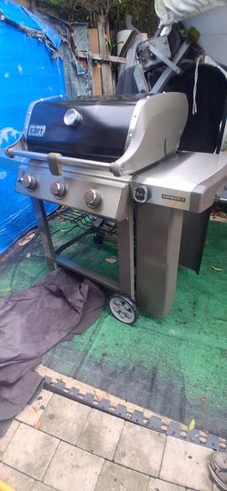 New flavor bars / heat shields ( CLEAN )  Weber Genesis GS4 Propane Gas Grill (+ grill cover ) cookout  fires 🔥 up w button  NO TANK