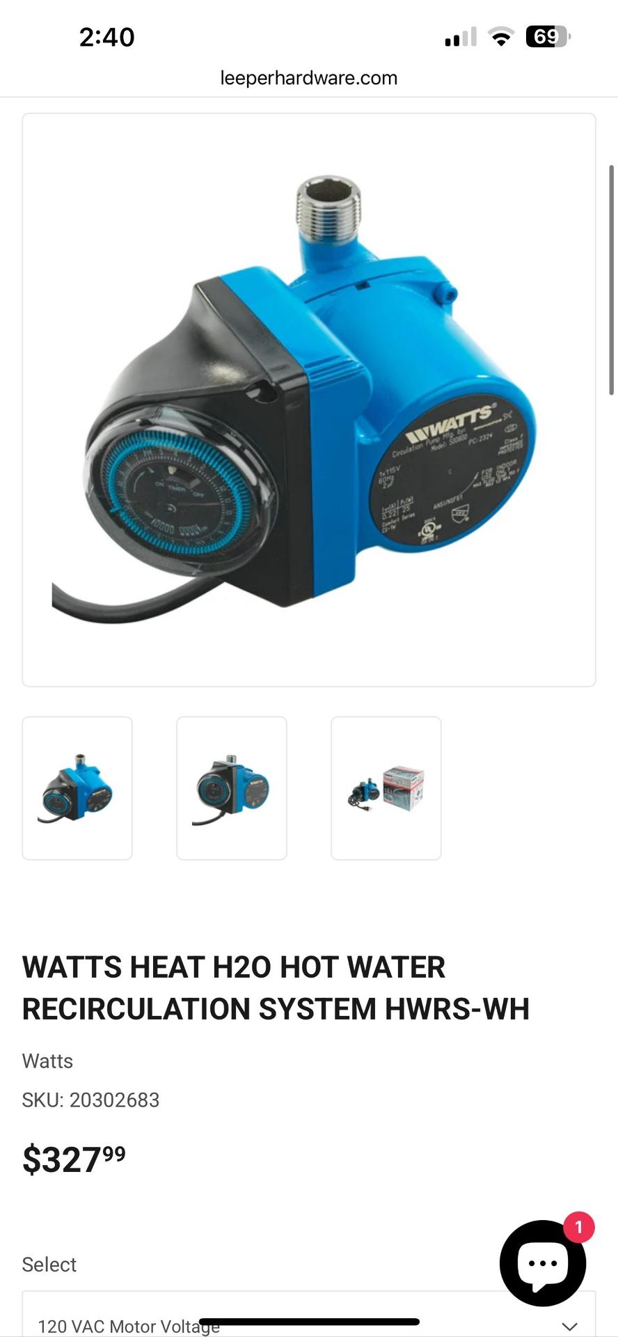 Hot Water Recirculation System, heat H2O, 24 Hr Programmable Timer