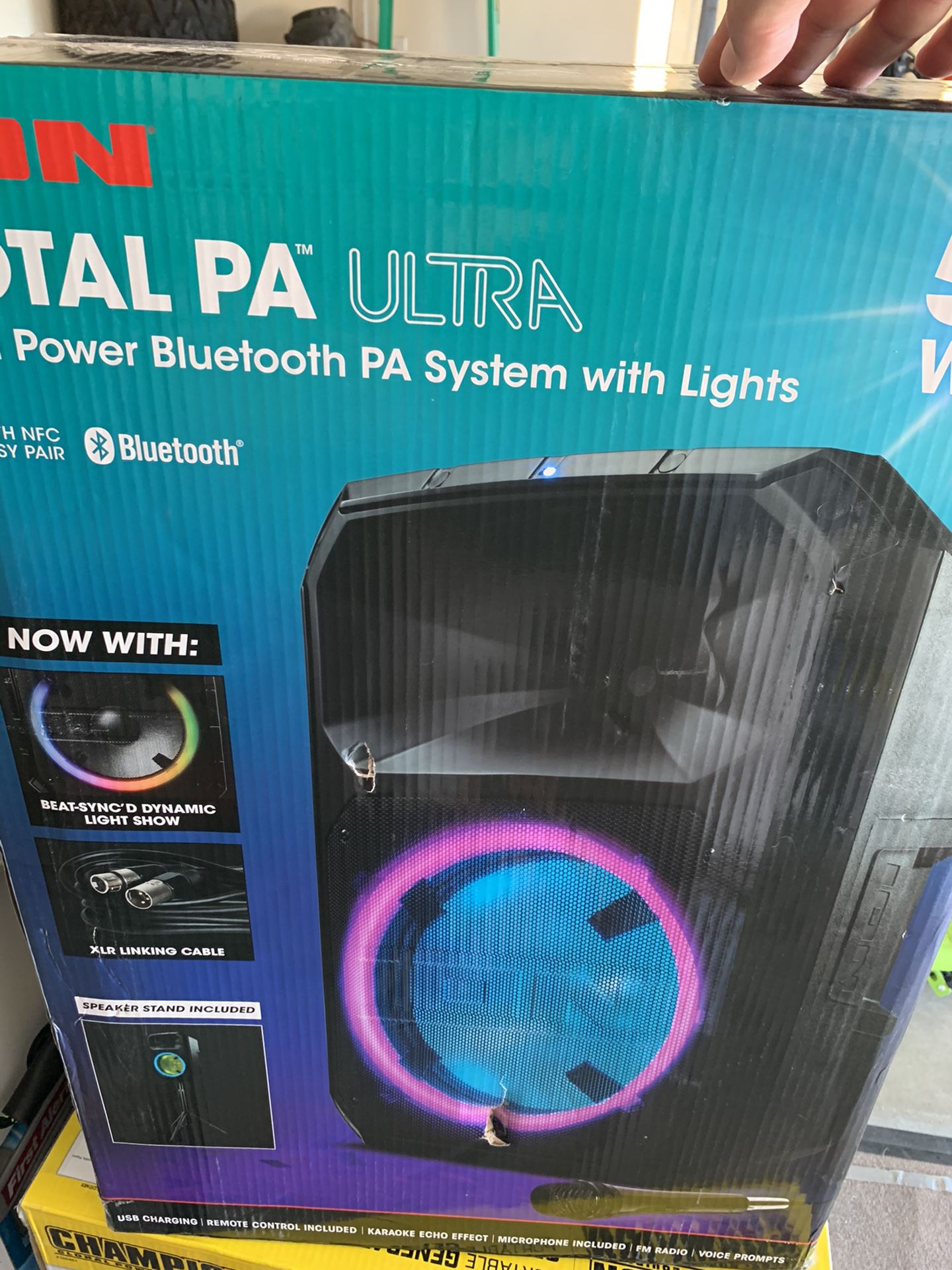 ION PA Ultra 500 Watt High Power Bluetooth Speaker System with Lights and Tripod New