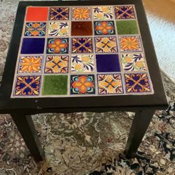 Side Table With Tiled Top