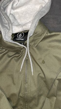 Volcom Olive Green Hooded Windbreaker Jacket