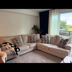 Modern L-Shaped Sectional Sofa – Neutral Beige, Very Clean