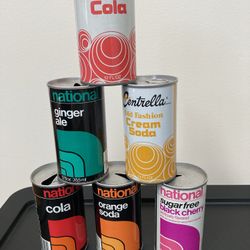 Vintage 1970’s National And Centrella Brand Soda Pop Cans. 