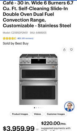 GE Café 30” Dual Fuel Double Oven Range – Model C2S950P2M2S1 – Excellent Condition