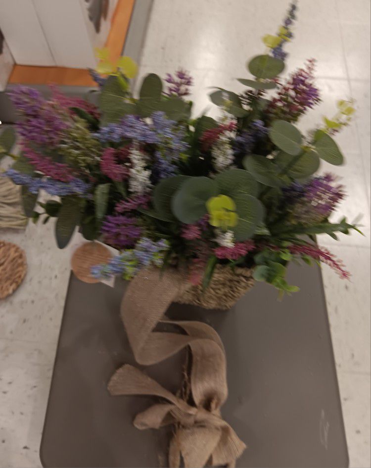 Very Nice Vase Of Artificial varieties  Flowers 