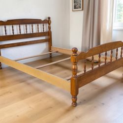 Vintage Brown Solid Wood Full Size Bed Frame