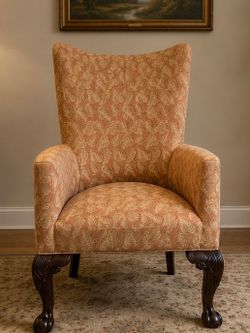 Pair of Vintage Tropical Floral High Back Chairs