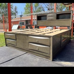 King Bed Frame with side drawers