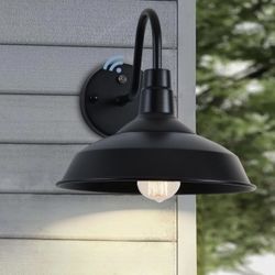 NICOLONOR Outdoor Gooseneck Barn Lights with Dusk to Dawn Sensor, 10.6inch Farmhouse Exterior Light Fixture Wall Mount, Industrial Outdoor Wall Sconce
