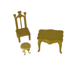 Mattel Dollhouse Furniture Gold Plastic 3-Pc. 2009