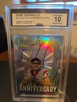 Sam Darnold 2018 Leaf 70th Anniversary CCG Gem Mint 10