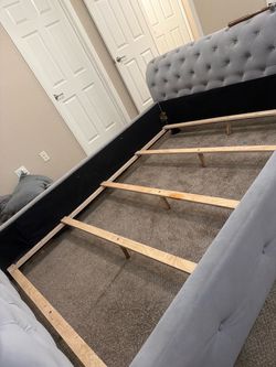 Gray Tufted Upholstered Bed Frame