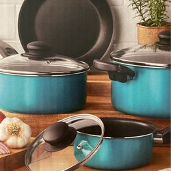 Pots and Pans & Dinnerware Set Plus Utensils 