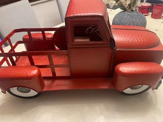 Red Metal Vintage Pickup Truck Decor