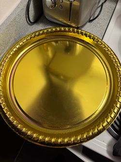 Round Gold plastic Serving Tray